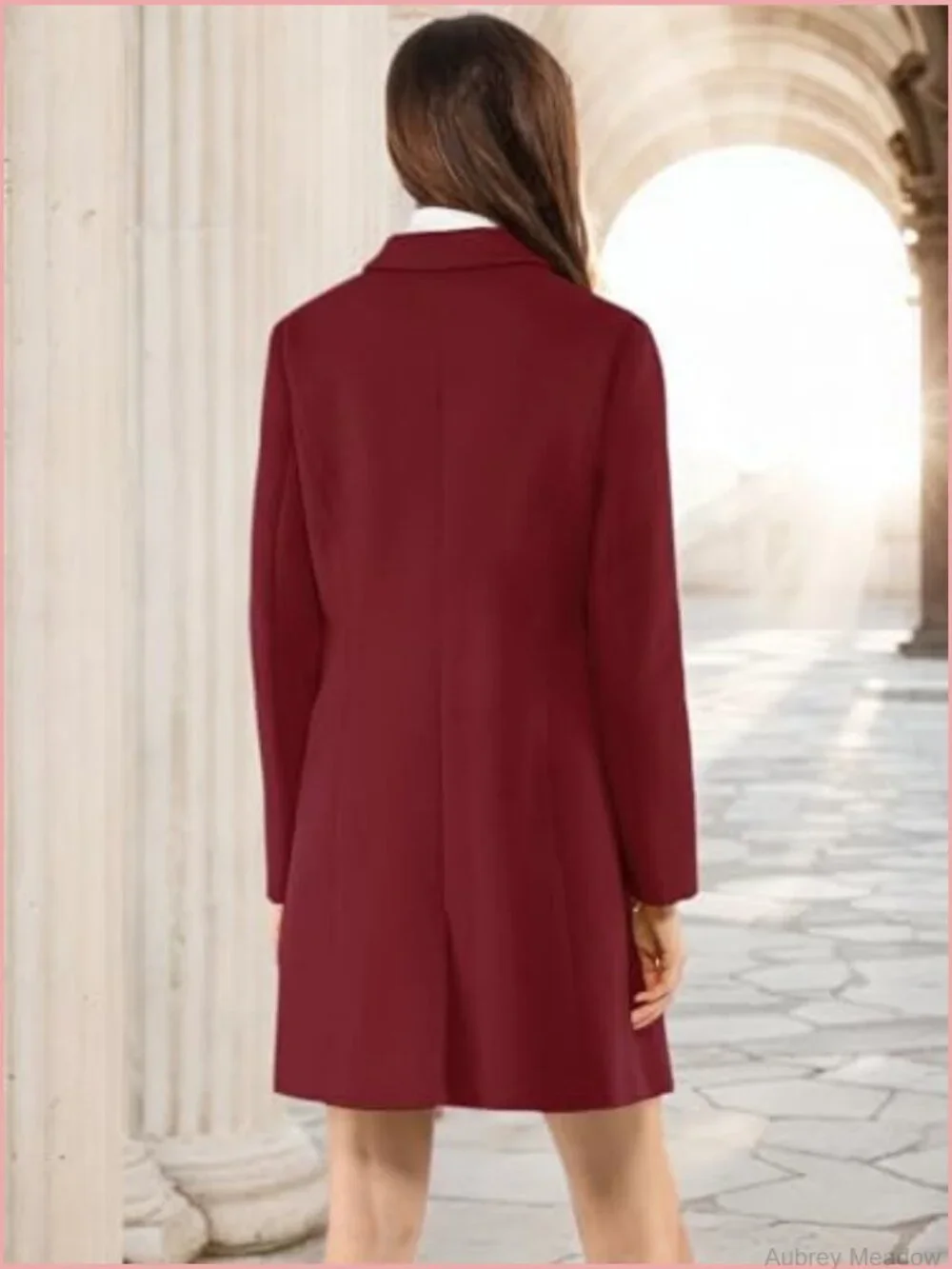 Single Breasted Pea Coat Notch Lapel Mid-thigh A-line Overcoat Winter Outerwear
